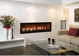 Gazco Studio 3 Edge Balanced Flue, Glass Fronted with Log-effect fuel bed and Vermiculite lining