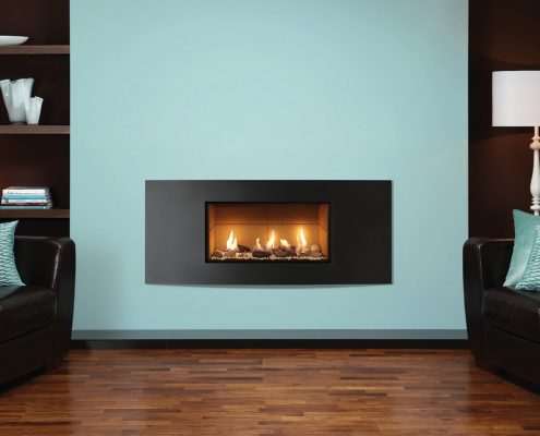 Gazco Studio 1 Verve Conventional Flue with Pebble and Stone Flame Effect in Vermiculite Lining
