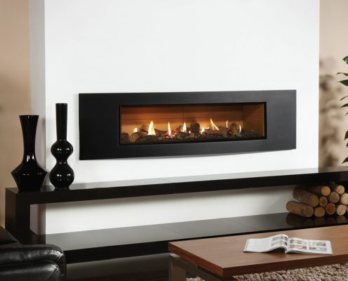 Gazco Studio 3 Verve Balanced Flue in Graphite, Glass Fronted with Log effect fuel bed and Vermiculite lining