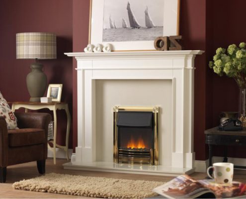 Dimplex Optiflame Horton Hearth Mounted Electric Fire in Brass