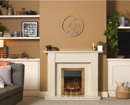 Dimplex Optiflame 3D Dumfries Hearth Mounted Electric Fire in Brass