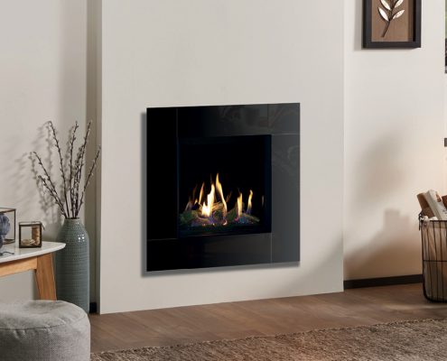 Gazco Riva2 500HL Slimline Icon XS gas fire with Black Reeded lining
