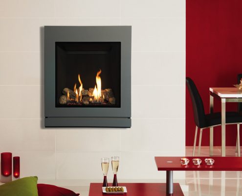 Gazco Riva2 530 Evoke Steel gas fire with Graphite front, Graphite rear and Vermiculite lining