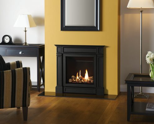 Gazco Riva2 530 gas fire with Black Reeded lining