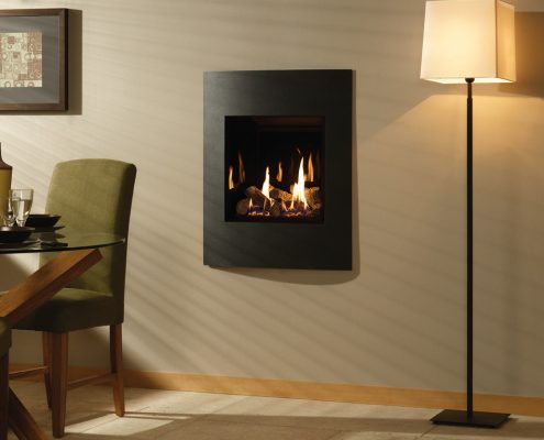 Gazco Riva2 530 Verve XS gas fire in Graphite with Black Glass lining