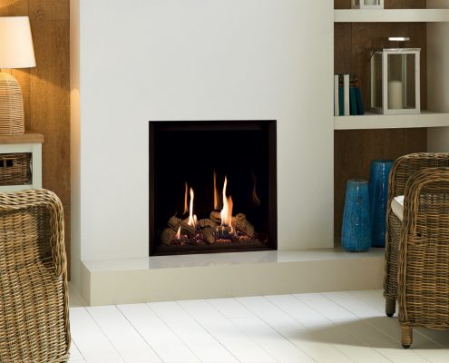 Gazco Riva2 600HL Edge gas fire with EchoFlame Black Glass lining