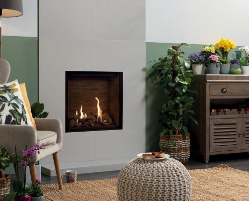 Gazco Riva2 600HL Edge gas fire with brick effect lining