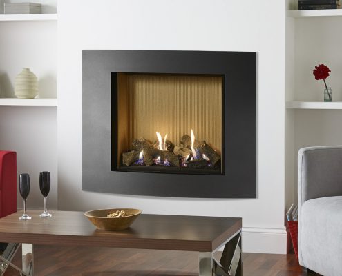 Gazco Riva2 750HL Verve XS in Graphite with Fluted Vermiculite Lining