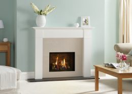Gazco Riva2 500 Edge gas fire with Brick-effect lining