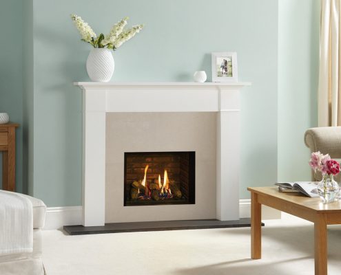 Gazco Riva2 500 Edge gas fire with Brick-effect lining