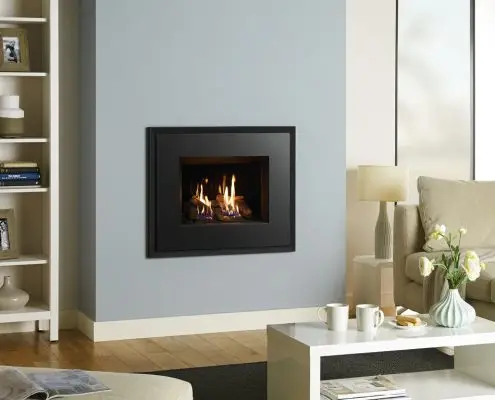 Rive2-500-gas-fires-modern-10 Gazco Riva2 500 Evoke Steel gas fire with Graphite front and rear with Black Glass Lining