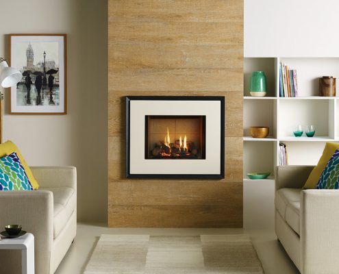 Gazco Riva2 500 Evoke Steel gas fire with Ivory front and Graphite rear with Vermiculite Lining