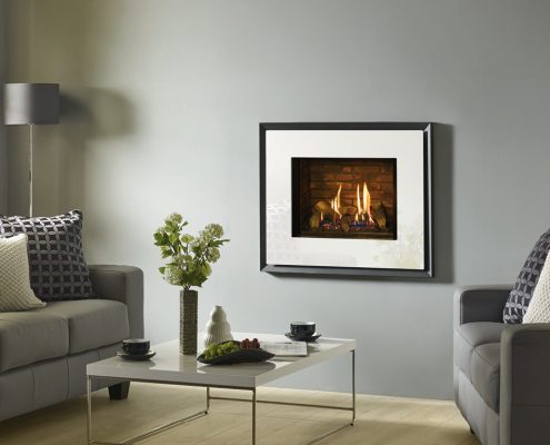 Gazco Riva2 500 Glass gas fire with White Glass front and Graphite rear with Vermiculite lining