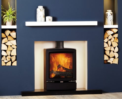 Focus Fireplaces Standard Shelf in a White Finish with matching alcove shelves