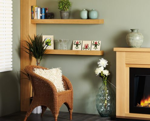Focus Fireplaces Standard Shelves in a Light Oak Finish