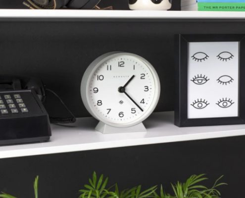 M Mantel Echo - Modern Grey Mantel Clock | Minimalist Desk Clock