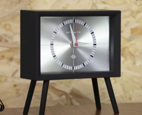 Henry Mantel - Mid-Century Modern Mantel Clock | Black/Spun Aluminium