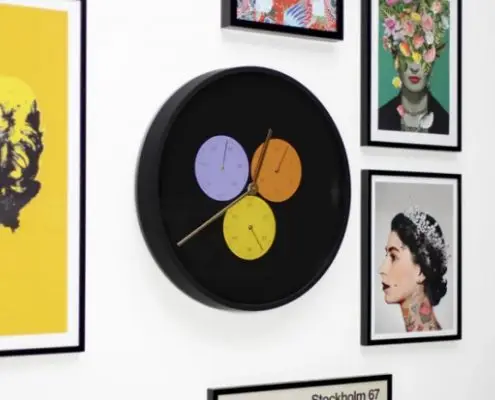 Newgate-clocks-6 Snake Eye Triptick- Modern Black Wall Clock | Multicolour Subdial