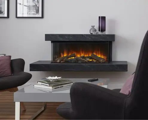 British Fires: New Forest Brockenhurst electric fire - Grey Marble Effect