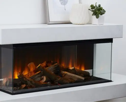 British Fires: New Forest Brockenhurst electric fire - White Marble Effect