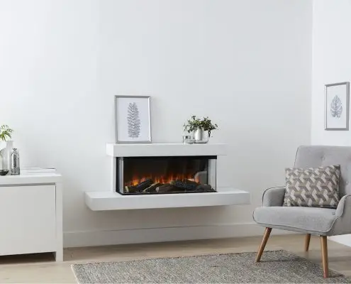 British Fires: New Forest Brockenhurst electric fire - White Marble Effect