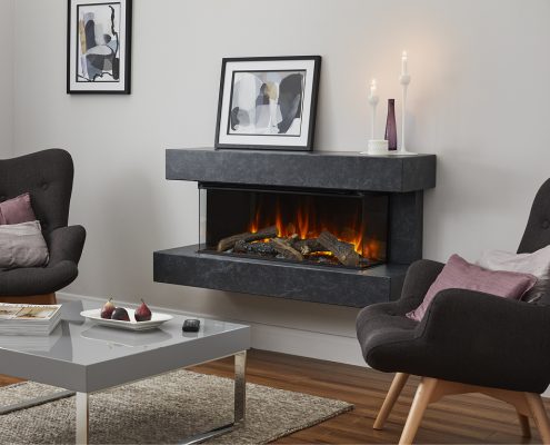 British Fires: New Forest Winchester electric fire - Grey Marble Effect