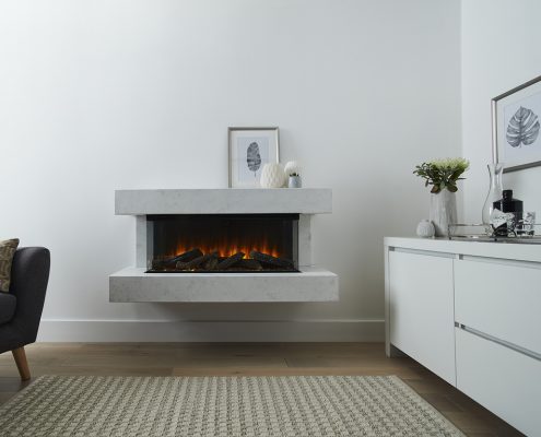 British Fires: New Forest Winchester electric fire - White Marble Effect