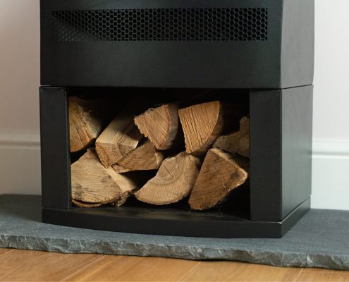 British Fires: New Forest Bramshaw electric stove - Log Storage