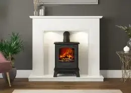 Elgin & Hall - 54” Holton ingle- nook in White micro marble with Smartsense LED lights