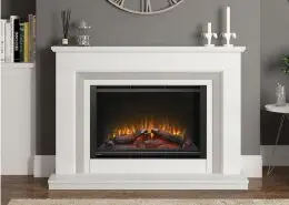 Elgin & Hall - 52” Cassius elec- tric fireplace in White micro marble complete with the 950 widescreen electric fire