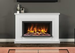Elgin & Hall - 50” Lavina electric fireplace in Ash White paint- ed finish with the Pryzm 5D 750 electric fire