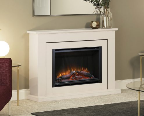 Elgin & Hall - 52” Edwin electric fireplace in a Matt Cashmere paint finish. Complete with a Black Nickel inlay and a 950 widescreen electric fire