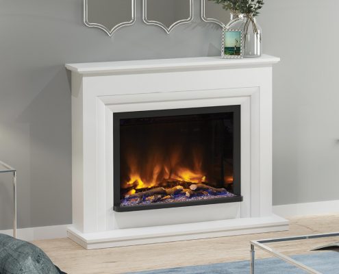 Elgin & Hall - 52” Velino electric fireplace in Ash White painted finish with the Pryzm 5D 750P electric fire