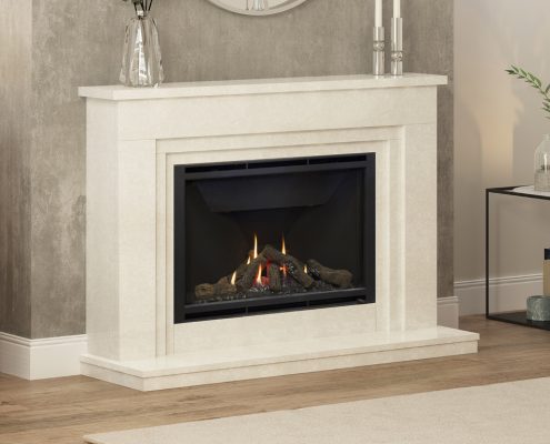 Elgin & Hall - 52” Wayland gas fireplace in Manila micro marble complete with 950 widescreen gas fire