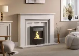 Findley House Harrison - Diamond White & Grey Skies micromarble fireplace