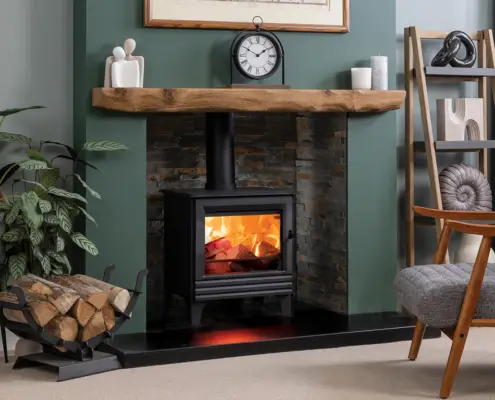 2025-FocusCast-non-combustable-beams-8 FocusCast Vintage shelf in a Honey Oak Finish