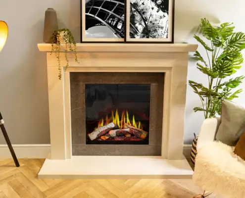 Charlton & Jenrick electric fires - Luminosa 62 in Pudsey Marble Surround - Orange Flame